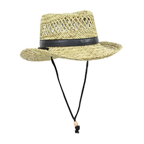 Mens Beach Hats, Flat Top Hat, Mens Sun Hats, Straw Sun Hat, Brown Trim, Black Vegan, Hat For Man, Flats Top, Hot Days