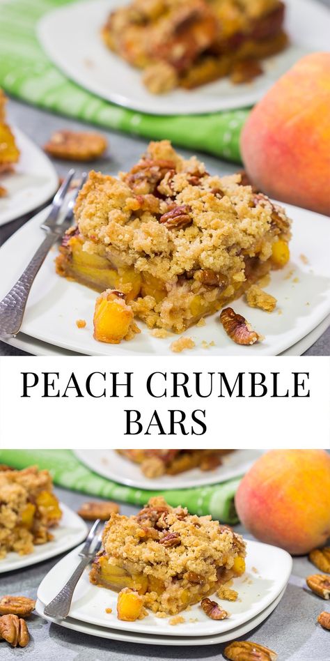 Peach Bars, Peach Crumble Bars, Desert Bars, Picnic Desserts, Peach Crumble, Peach Desserts, Crumble Bars, Quick Easy Desserts, Daily Recipes