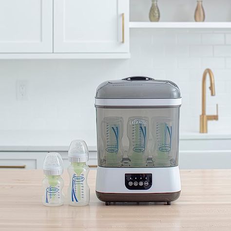 *The sterilizer eliminates 99.9% of bacteria, mold and the yeast that causes thrush. *MULTI-FUNCTION BOTTLE STERILIZER AND DRYER. Easy-use operation lets you sterilize only, dry only, or combo sterilize and dry. *24 HOURS OF STERILIZATION. If the bottle sterilizer and dryer is unopened, contents stay sterilized for up to 24 hours after the completion of your cycle. *FITS ALL DR. BROWN’S BOTTLES. Baby Bottle Sterilizer, Dr Brown, Bottle Sterilizer, Dr Browns, Bathroom Cleaning Supplies, Clean Bottle, Electric Breast Pump, Bottle Warmer, Breast Pump