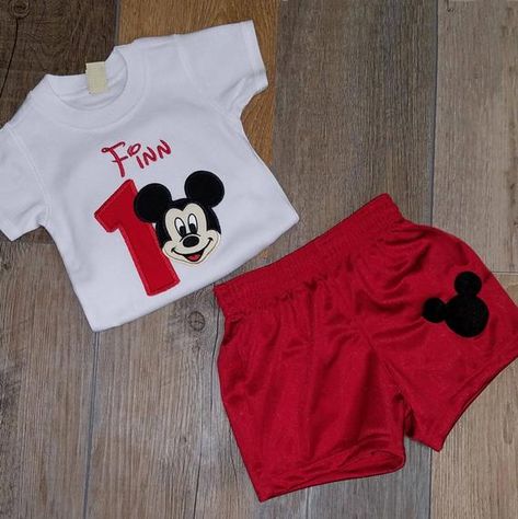 Birthday Boy Outfit, Mickey Mouse First Birthday, Embroidered Onesie, Mickey Mouse Outfit, 1st Birthday Boy, Ribbon Trim Tutu, Mouse Outfit, 1st Birthday Outfit, Birthday Tutu Outfit