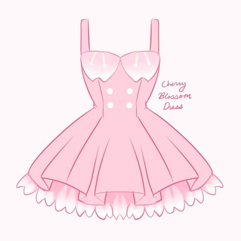 Cherry Blossom Outfit, Cute Anime Outfits, Cute Pink Outfits, Cherry Blossom Dress, Stop Drawing, Blossom Dress, Clothing Design Sketches, Drawing Anime Clothes, Yes I Can