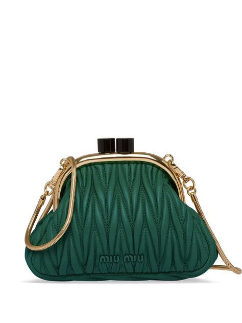 Mini Miu, Miu Miu Clutch, Designer Clutch Bags, Miu Miu Bag, Clutches For Women, Bag Green, Ladies Clutch, Online Bags, Green Bag