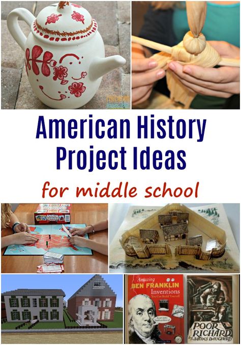 History Projects For Middle School, Hands On History Middle School, Us History Projects High School, Social Studies Bell Ringers, History Project Ideas, Colonial Activities, Colonial Games, Middle School History Activities, High School American History