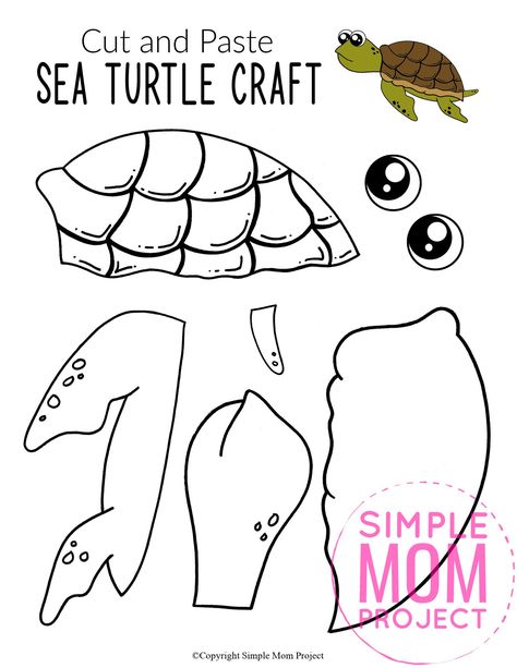 Looking for a fun sea turtle craft? You won't need a paper plate for this beach art project! Use our free printable sea turtle template to make this easy diy ocean animal craft idea! He is simple and fun for even the smallest of kids, preschoolers and toddlers! #turtle #turtlecrafts #oceananimal #oceananimalcrafts #simplemomproject Craft Ideas Printable, Build An Octopus Printable, Sea Turtle Template Free Printable, Build A Turtle Printable, Printable Animals Templates, Sea Animal Printables Free, Sea Creatures Arts And Crafts For Kids, Jellyfish Template Free Printable, Turtle Template Printable Free Pattern