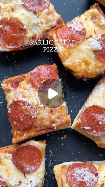 Essential Everyday on Instagram: "Garlic Bread Pizzas 🍕😍 Yep, you heard that right! 

Essential Everyday Garlic Bread is the perfect base for all of your favorite pizza toppings. Cheesy, garlicky, easy, and so delicious! 

Here’s what you’ll need to make them: 

16 oz (1 package) Essential Everyday Garlic Bread
Pizza sauce
Mozzarella cheese
Pepperoni 

Preheat oven to 400˚F. Place garlic bread on a sheet pan. Bake for 10 minutes, until warmed through and light golden brown. 

Top with pizza sauce, cheese and pepperoni and return to the oven for 5-8 minutes, until the cheese is melted. Enjoy!" What To Make With Bread, Best Junk Food, Garlic Bread Pizza, Delicious Pizza Recipes, Instagram Recipes, Party Snack Food, Garlic Bread Recipe, Light Golden Brown, Bread Pizza