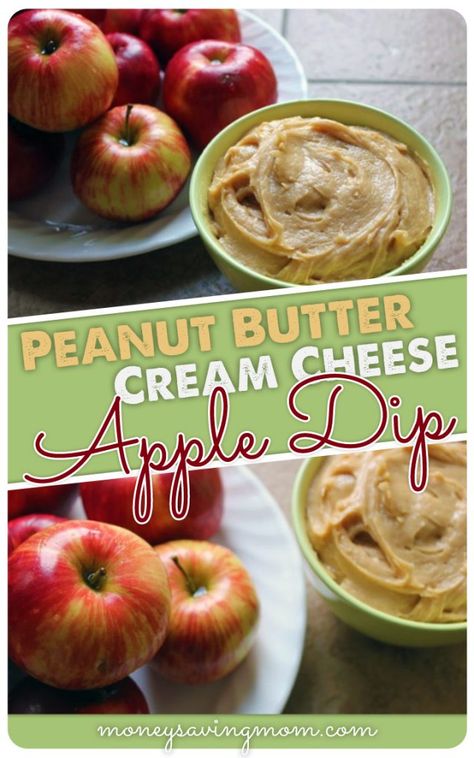 Apple Dips, Cream Cheese Apple Dip, Peanut Butter Cream Cheese, Peanut Butter Dip, Peanut Butter Cream, Sweet Dips, Apple Dip, Fall Snacks, Money Saving Mom