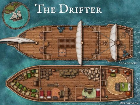 Ship Interior, Dnd Table, Dnd Stats, Ship Map, Dnd World Map, Sea Battle, Battle Map, Fantasy World Map, Cabin Art