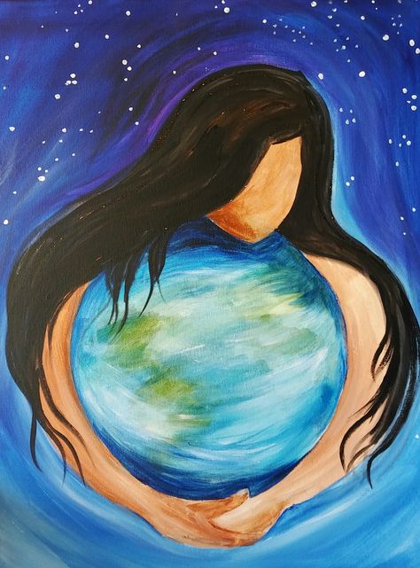 Mother Earth Art, Earth Drawings, Spiritual Paintings, Simple Canvas Paintings, Cute Canvas Paintings, Canvas Painting Ideas, Easy Canvas Painting, Canvas Painting Designs, Spirited Art