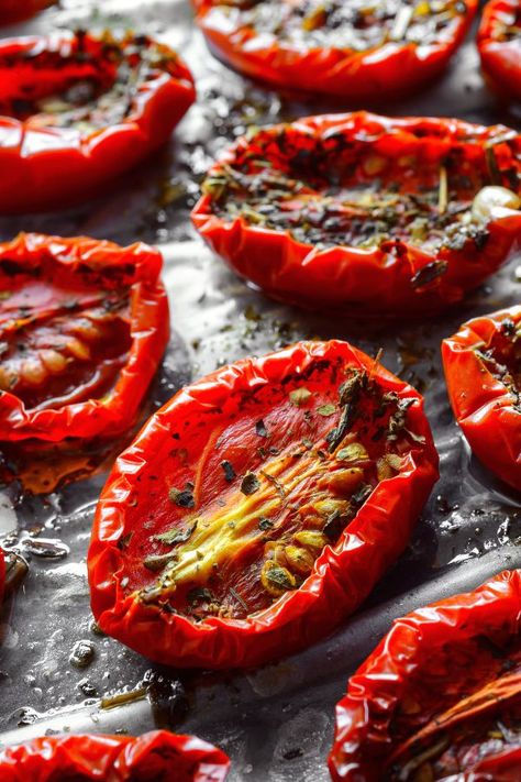 How To Make Sun Dried Tomatoes In The Oven - With Ease! Dried Tomatoes In Oven, Sun Dried Tomatoes In Oven, Tomatoes In Oven, Oven Easy Recipes, Make Sun Dried Tomatoes, Oven Dried Tomatoes, Cherry Tomato Sauce, Italian Spices, Small Tomatoes