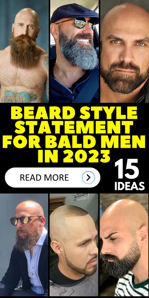 Men Beard Style Ideas Short, Beard With Shaved Head, Beard And Bald Head, Bald Head Bearded Men, Bald Aesthetic Man, Grey Beard Styles For Bald Men, Bald Men Facial Hair Styles, Bald With A Beard, Bald Men With Beards Style Mens Fashion