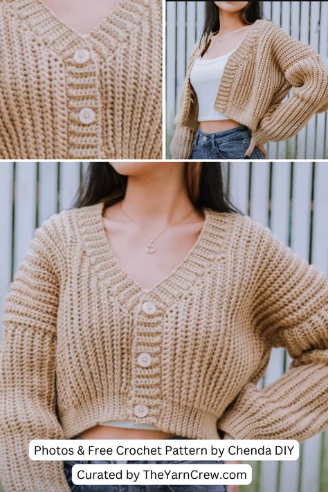 Crocheted Short Sleeve Sweater Pattern, Crochet Cropped Jumper, Knit Short Cardigan, Crochet Chunky Yarn Sweater, Short Knitted Sweater, Crochet Sweaters Women Pattern, Cropped Cardigan Crochet Pattern Free, Crochet Crop Cardigan Pattern, Easy Crochet Sweater Pattern Free Cardigans