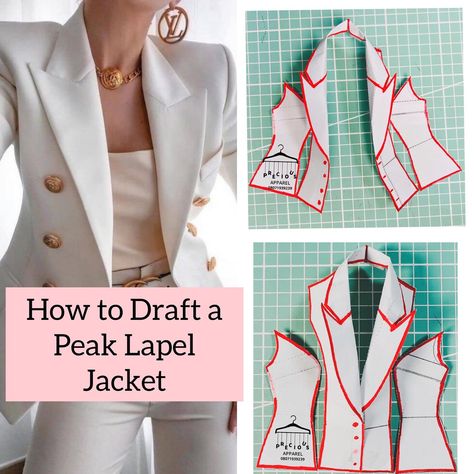 Ladies Blazer Pattern Drafting, Blazer Patterns For Women Sewing, Precious Apparel, Blazer Sewing Pattern, Front Extension, Pola Jaket, Learn Sewing, Suit Sewing Patterns, Break Point