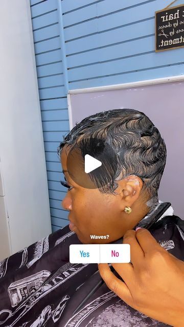 13K likes, 325 comments - urbanchic_76 on July 1, 2023: "One of my favorite client to date that I absolutely enjoy doing her push/finger waves. @nadzmakeup thank you for always choosing Urban Chic♥️ #shorthair #hairideas #hairlife #pixiecut #pixie #hair #goodvibes #god #thecutlife #thechoppedmobb #behindthechair #growthmindset #healthyhairjourney #boss #shorthairdontcare #shorthairlife #reels #content". Finger Waves With Weave, Black Girls Short Hair Waves, Outfits With Fingerwaves, Finger Waved Pixie, Nia Long Short Hair Pixie Cuts, Soft Waves On Short Hair, Short Pixie For Thinning Hair, Short Hairstyle Women Black Woman Finger Waves, Push Waves Short Hair