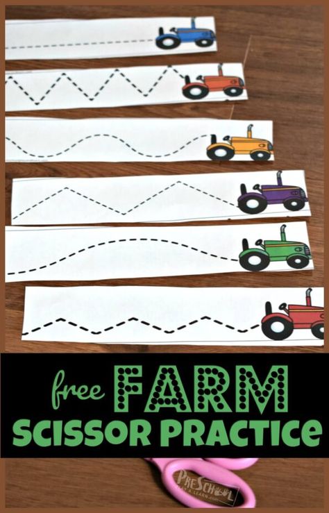 Farm Scissor Practice, Farm Theme Preschool Activities, Scissors Practice, Farm Printables, Farm Activities Preschool, Farm Animals Preschool, Farm Lessons, Farm Animals Activities, Farm Theme Preschool