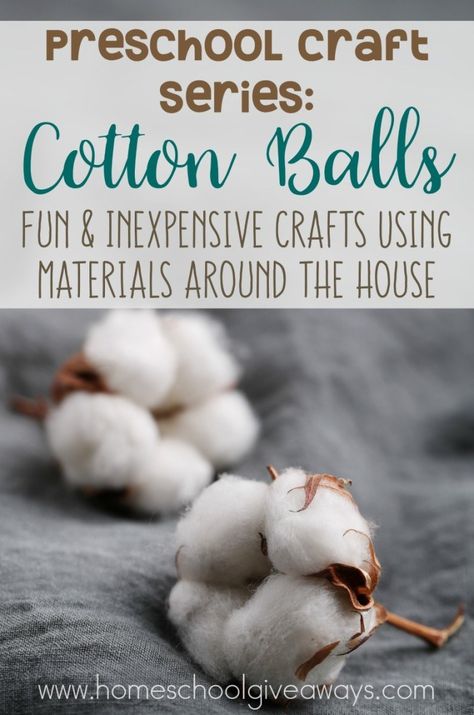 Preschool Craft Series: Fun and Inexpensive Crafts Using Materials Around the House - Cotton balls Cotton Activities For Kids, Preschool Freebies, Cotton Ball Crafts, Growing Cotton, Medical Words, Seed Balls, Cherry Blossom Painting, Preschool Craft, Preschool Resources