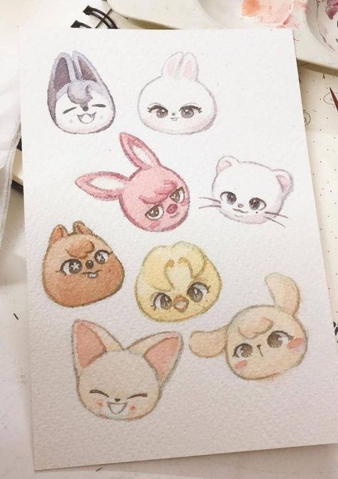 Drawing Ideas Aesthetic Animals, Drawing Ideas In Sketchbook, Art Painting Easy Ideas, Mini Pencil Drawings, Sketchbook Art Easy, Skzoo Drawing Pencil, Sketchbook Anime Ideas, Seungmin Drawing Easy, Sketch Ideas Face