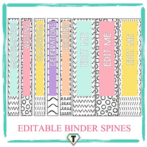 editable-binder-spine-labels-pretty-pastels Free Binder Spine Templates, Free Editable Binder Covers And Spines, Binder Labels Printable Free, Binder Spine Labels Free Editable, Editable Subject Labels Free Printable, Cute Binder Ideas, Binder Spine Template, Editable Binder Covers Free, Binder Spine Labels