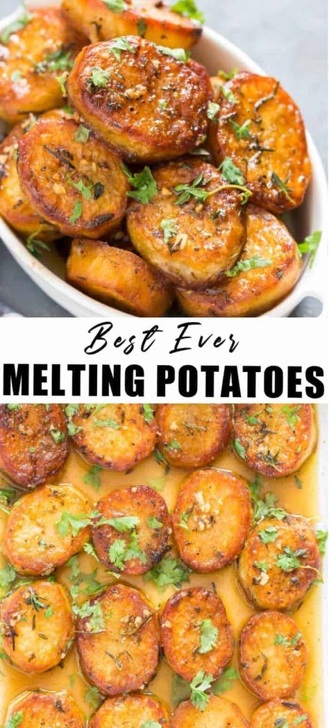 Melting Potatoes Recipe, Melting Potatoes, Potatoes Recipes, Deilig Mat, Potato Dishes, Drink Recipe, Garlic Sauce, Easy Food, Side Recipes