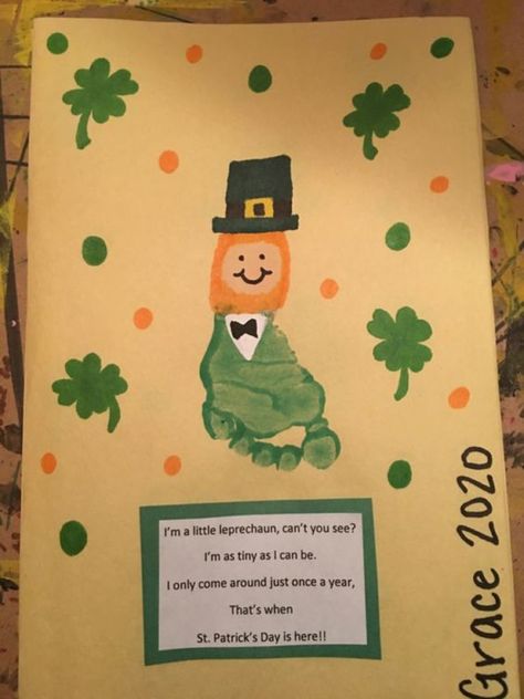 40+ Adorable St Patricks Day Craft Ideas That Everyone Can Make | HubPages St Patrick's Day Crafts For Baby, St Patrick's Day Crafts For Babies, Infant Saint Patricks Day Art, St Patrick’s Day Infant Crafts, Toddler Saint Patricks Day Craft, March Activities For Infants, At Patrick’s Day Crafts For Babies, March Footprint Crafts, Spring Infant Crafts Footprint Art