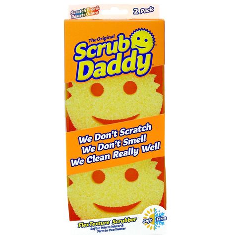 Scrub Daddy Original Sponge Twin Pack, Cleaning Sponges for Washing Up, Dish & Kitchen Sponge as Used by Mrs Hinch, Non Scratch Household Scrubber with FlexTexture Firm & Soft Design, Dishwashing Safe Spongebob Washing Dishes, Sponge For Bathing, Silicon Scrubber, Sponge Holder Kitchen, Reusable Dish Sponge, Scrub Daddy Sponge, Paint Sponges, Face Sponge, Scrub Daddy