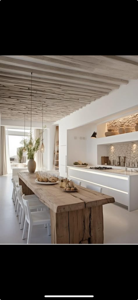 Simple Interior Design, Modern Home Interior Design, 카페 인테리어 디자인, Modern Houses Interior, Küchen Design, Wooden Table, White Interior, House Inspo, Dream Home Design