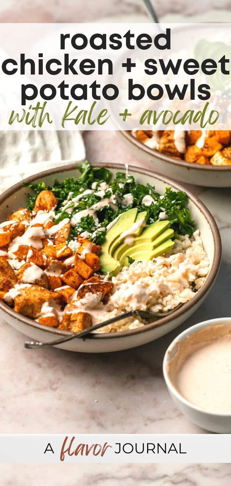 Bbq Chicken And Coleslaw Bowl, Roasted Veggie Chicken Bowl, Quinoa And Sweet Potato Bowl, Easy Healthy Bowls Dinners, Whole30 Lunch Recipes, Vegetarian Protein Bowl Recipes, Healthy Bowl Recipes Lunches, Yam Bowl Recipes, Trader Joes Bowls