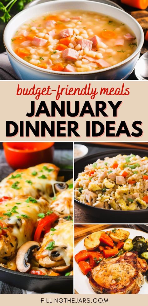 Need easy and delicious January dinner menu ideas? Look no further! This monthly meal plan is meant to save you time and money with budget-friendly dinners. A January meal plan with simple dinner recipes that are packed with flavor, and make meal planning a breeze! Add seasonal ingredients for even more fresh flavor. January dinner ideas, monthly meal planning January, easy dinner recipes. Monthly Menu Ideas, January Meal Plan, Dinner List, Uni Meals, Monthly Meal Plan, Monthly Menu, Simple Dinner Recipes, Dinner Menu Ideas, Meal Planning Menus