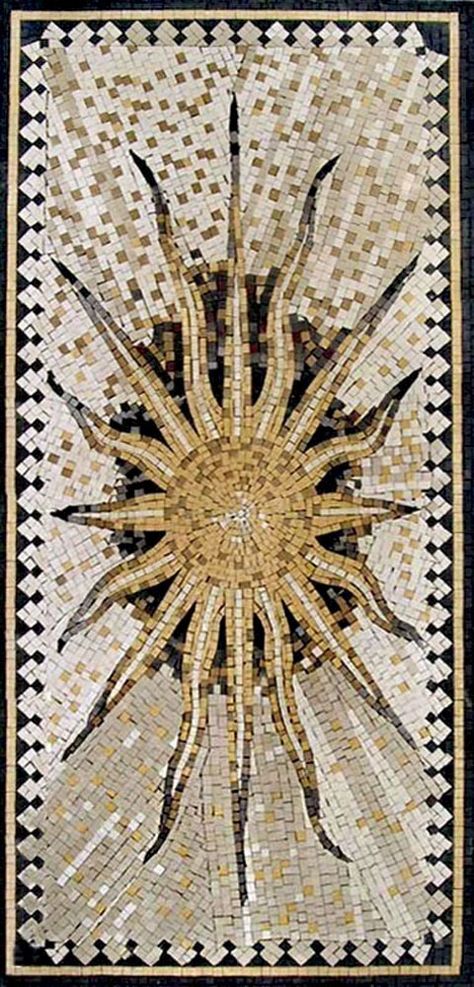 Mosaic Tile Starburst | by Mozaico Sun Mosaic, Geometric Mosaic, Sun Goddess, Art Rug, Custom Mosaic, Mosaic Decor, Mia 3, Mosaic Stone, Marble Mosaic