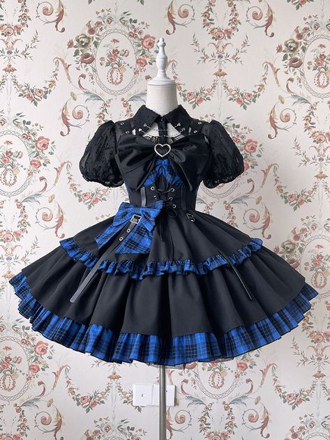 Idol Lolita Dress Three Color Options Punk Jumper Skirt Plaid Jumper Dress, Sheer Black Shirt, Plaid Jumper, 영감을 주는 캐릭터, Really Cute Outfits, 여자 패션, New Version, Lolita Dress, Gothic Lolita