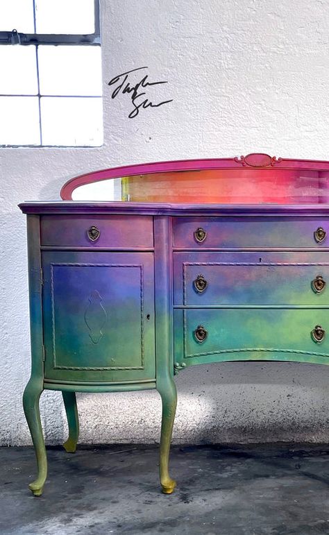 Tanglewood Sue Furniture Art Gallery – Tanglewood Works Dresser Long, Dresser Painted, Long Dresser, Painted Sideboard, Boho Furniture, Wooden Sideboard, Double Bow, Funky Painted Furniture, Funky Furniture