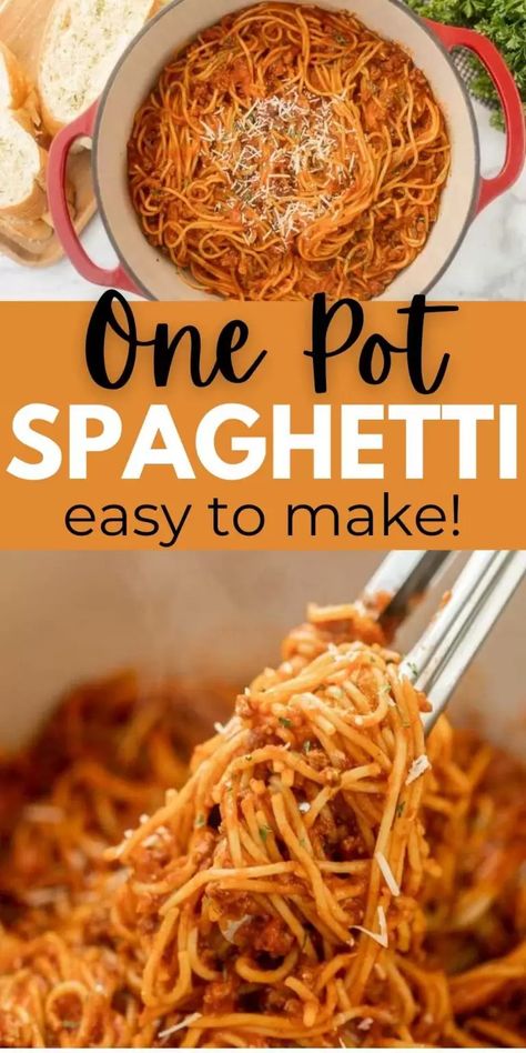 One Pot Spaghetti recipe is a delicious recipe. One pot recipes are so simple and easy to make, also budget friendly and east to clean up. You will love this simple one pot spaghetti recipe for busy weeknights. #eatingonadime #onepotrecipes #spaghettirecipes #pastarecipes One Pot Spagetti Recipe, One Pot Million Dollar Spaghetti, Spaghetti Recipes Stove Top, One Pot Spaghetti With Cream Cheese, Ragu Spaghetti Recipes, Spaghetti Recipes Without Meat, Easy Spaghetti Recipes No Meat, Spaghetti Recipes With Raos Sauce, Stove Top Spaghetti