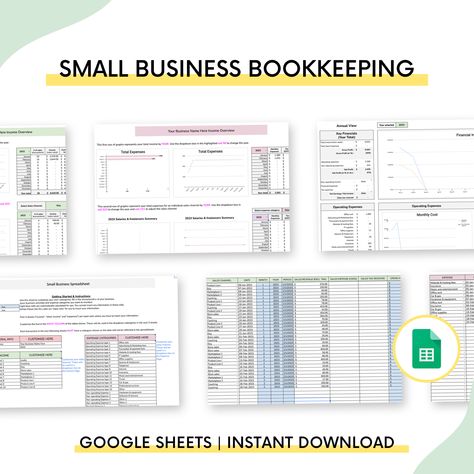 Boost Your Business with this easy-to-use Business Bookkeeping Template.Our small business bookkeeping spreadsheet is to better help you understand what's going on with your business and help you scale! We know all about being a small business owner, so we created this spreadsheet with all our fellow business owners in mind to help them get organized and level up their businesses! A detailed look at the Small Business Bookkeeping Template: • A customizable Google Sheet template for keeping you o Business Accounting Templates, Small Business Set Up, Spiritual Office, Google Sheet Template, Bookkeeping Spreadsheet, Spreadsheet Design, Excel Budget Spreadsheet, Budget Spreadsheet Template, Business Bookkeeping