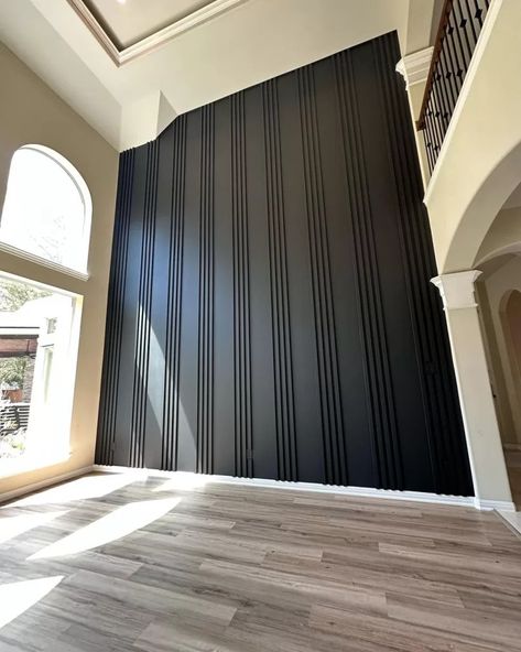 Black Accent Walls: Should You Do It, Best Colors, and Inspiration - Kaitlin Madden Wrought Iron Accent Wall, Decorative Trim On Walls, Black Living Room Accent Wall, Accent Black Wall, Iron Ore Accent Wall, Black Wall Paneling, Black Accent Wall Ideas, Foyer Accent Wall, Office Accent Wall