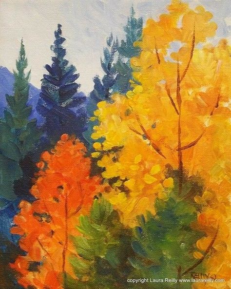 Fall Trees Painting Acrylic, How To Paint Fall Trees, Autum Paintings Acrylic, Fall Abstract Painting, Autumn Landscape Painting Acrylic, Autumn Watercolor Landscapes, Autumn Painting Acrylic, Autumn Art Painting, Fall Acrylic Painting Ideas