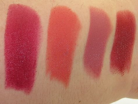 Chanel Rouge Allure Velvet Swatches from left to right: La Sensuelle, La Ravissante, La Caline, and La Somtueuse  Read more: http://www.musingsofamuse.com/2011/12/chanel-rouge-allure-velvet-review-swatches-photos.html#ixzz3xUtnYEnY Chanel Rouge Allure Velvet, Chanel Allure, Chanel Lipstick, Chanel Rouge, Velvet Lipstick, A Muse, Lip Colour, Beauty Stuff, You Are Beautiful