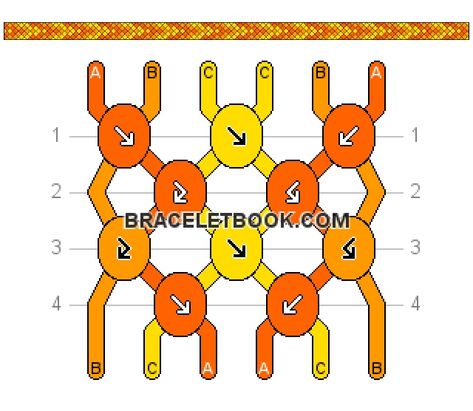 3 Colour Friendship Bracelet Patterns, Bracelet Patterns With 6 Strings, Friendship Bracelets With 6 Strings, 3 Colour Friendship Bracelet, Friendship Bracelets Patterns 6 Strings, Bracelet Patterns 3 Strings, Intermediate Friendship Bracelet Pattern, Friendship Bracelets 6 Strings, Orange Bracelet Pattern