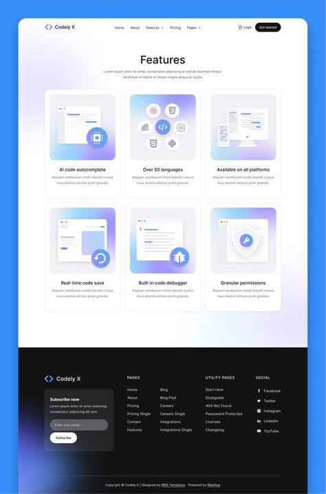 SaaS Technology HTML CSS Website Theme Tech Landing Page, Webflow Website, Blue Website, Coding Humor, Startup Website, Interactive Web Design, Creative Web Design, Modern Tech, Website Template Design