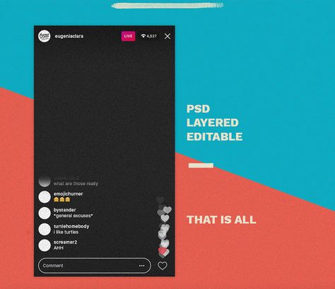 Download This free iOS Instagram live interface PSD template was designed as a mockup so you can edit and preview how your instagram live will look like on Instagram. With a new look and fell, the new mobile template has a minimal UI design. Big thanks to Eugenia Clara for sharing this useful freebie. I […] More The post Free Instagram Live Mockup PSD appeared first on PsFiles. Instagram Live Template, Instagram Live Poster Design, Minimal Ui Design, Cute Instagram Story Ideas, Logo Mockups Psd, Free Psd Flyer Templates, Mobile Template, Free Psd Flyer, Business Poster