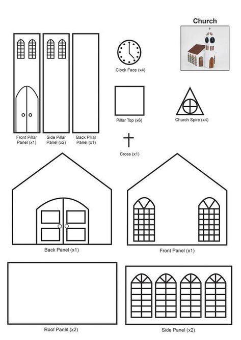 Chapel / Church Gingerbread House Free Templates Gingerbread House Template Printable, Church Template, 3d Pen Stencils, Homemade Gingerbread House, Gingerbread House Patterns, Paper House Template, Gingerbread House Template, 3d Templates, Trending Crafts