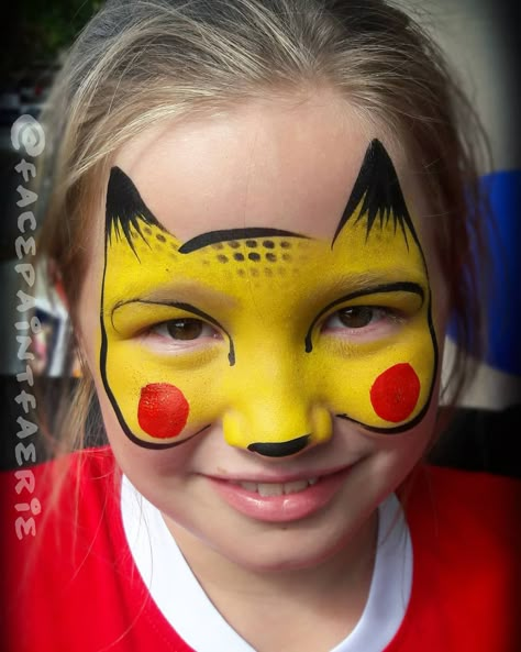 Kids love when I tell them I can paint Pikachu! ☄ Face Paint by #ShawnaFae of #ThreeWishesEntertainment ☄ #pikachu⚡ #pokemonfanart… Pikachu Face Paint Easy, Cartoon Face Painting, Pokémon Face Painting, Anime Face Paint, Pokemon Face Paint, Pikachu Face Paint, Pokemon Facepaint, Easy Face Painting Ideas, Face Painting Ideas For Kids