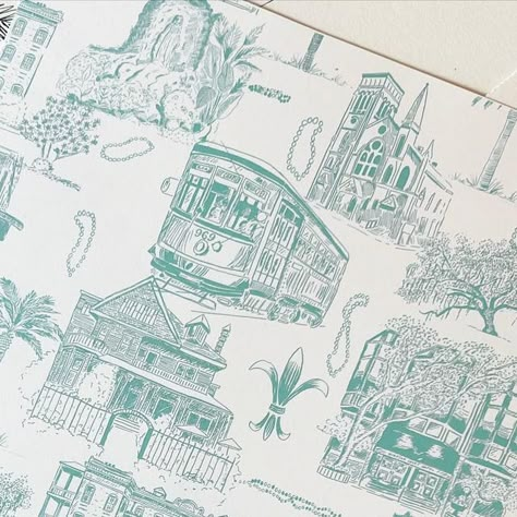 Sarah Writes in Ink - Stationery & Design on Instagram: "swipe to see the digital pattern and each hand drawn scene included in this custom New Orleans wedding toile💕 LOVED this process and I’m so excited to see how it turns out 🥰🥰 #neworleanswedding #southernwedding #toiledejouy #customwedding #custompattern #patterndesign #textiledesign" Wedding Toile, Toile Design, Nola Wedding, Toile Pattern, Bridesmaid Proposal Cards, New Orleans Wedding, Future Wedding Plans, Wedding Logos, Save The Date Invitations