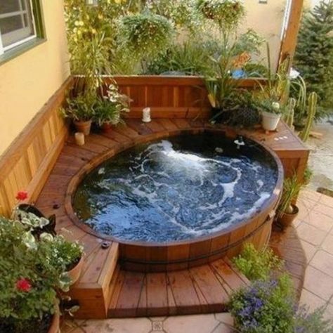 We hope the ideas of swim spa and Jacuzzi designs for your backyard we have put together will help you find the one for you. Think of all the quality time you would spend at your private outdoor spa, either by yourself or with your loved ones, isn’t that enough to have you considering installing one of these? #backyardideas #poollanscaping #poolspa Whirlpool Deck, Hot Tub Deck Design, Hot Tub Privacy, Design Per Patio, Round Hot Tub, Hot Tub Landscaping, Hot Tub Surround, Hot Tub Designs, Hot Tub Patio