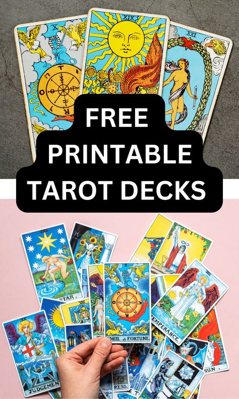 Free Printable Tarot Cards Deck With All 78 Cards - On Your Journey Free Printable Tarot Cards Decks Pdf, Tarot Correspondences, Tarot Cards Printable, Printable Tarot Cards, Diy Tarot Cards, Unique Tarot Cards, Tarot Guidebook, Unique Tarot Decks, Learning Tarot