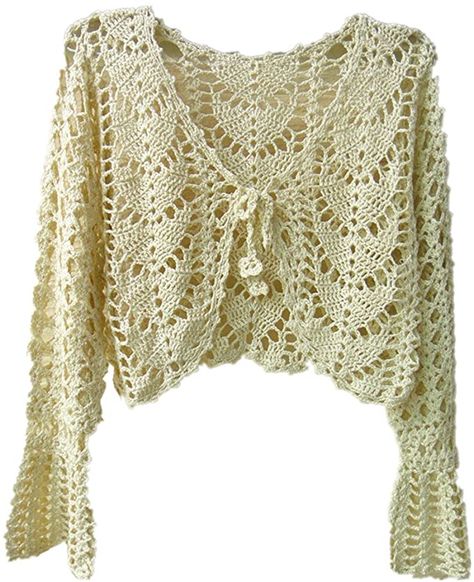 Bolero Haken, White Crochet Crop Top, Gilet Crochet, Cottagecore Outfits, Mode Crochet, Crochet Bolero, Diy Vetement, Crochet Shrug, Floral Crochet