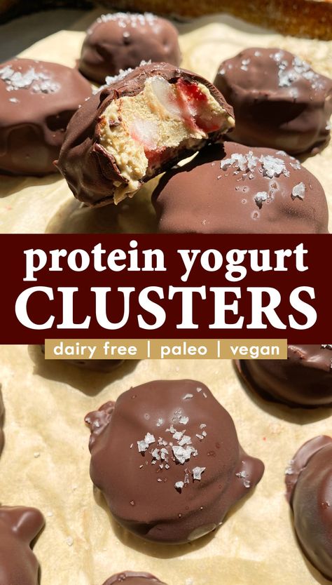 High Protein Vegan Yogurt, Paleo Yogurt, Yogurt Clusters, Coconut Yogurt Recipe, Low Carb Yogurt, High Protein Yogurt, Yogurt Snacks, Yogurt Dessert, Chocolate Yogurt