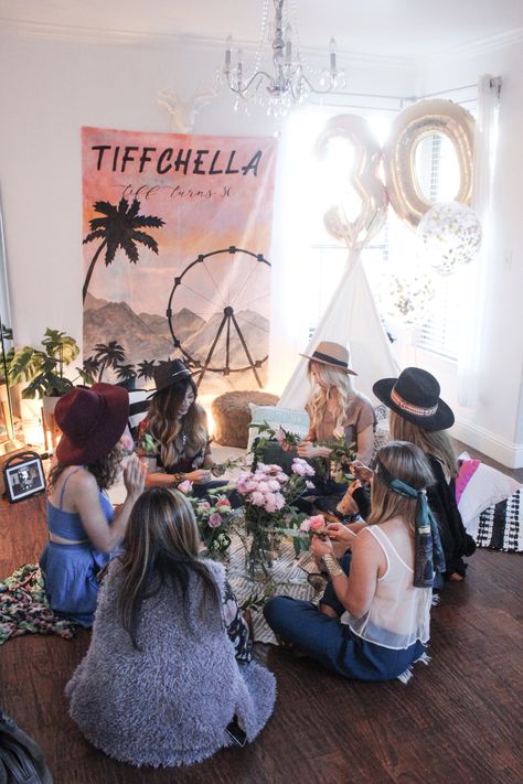 - How to Have a Coachella Themed Party— Tiffchella 2018 » Desi Graduation, Coachella Party Theme, Coachella Party Ideas, Coachella Theme Party, Coachella Theme, Coachella Birthday, Mean Girls Party, Alcohol Food, Boho Coachella