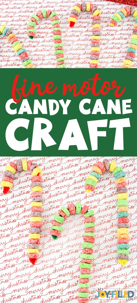 This fine motor candy cane craft is a great Christmas activity for little ones.  They make for great ornaments or gifts too! #Christmascraft #homemadeornaments #christmasornaments #finemotor #finemotorskills via @slavila Kids Christmas Crafts Preschool, Vpk Christmas Activities, Preschooler Christmas Activities, Candy Cane Projects For Kids, Christmas School Activities For Kids, Pre K Holiday Activities, Xmas Fine Motor Activities, Christmas Party Activities For Toddlers, Creative Christmas Activities