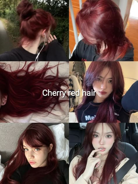 Cherry Red Hair, Wine Hair, Cherry Hair, Hair Inspiration Long, Hair Tint, Dyed Hair Inspiration, Hair Inspiration Short, Pretty Hair Color, Hair Stylies