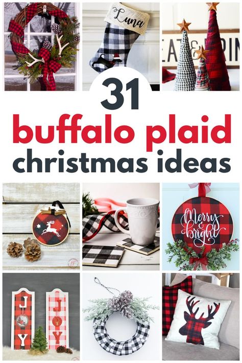 Diy Plaid, Plaid Ornaments, Diy Christmas Tree Skirt, Plaid Christmas Tree Skirt, Buffalo Plaid Christmas Decor, Silvester Outfit, Buffalo Plaid Decor, Diy Christmas Presents, Buffalo Plaid Christmas Tree