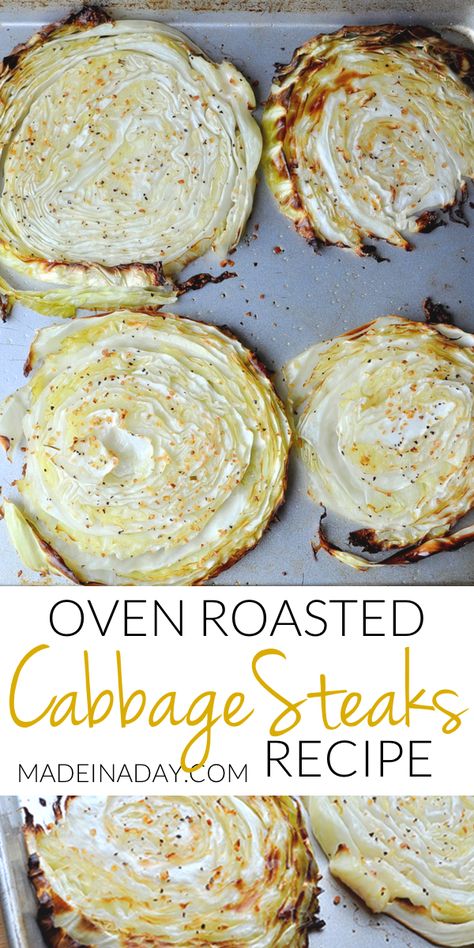 Roast Cabbage, Oven Roasted Cabbage, Baked Cabbage Steaks, Cabbage Steaks Recipe, Garlic Roast, Cabbage Side Dish, Roasted Cabbage Steaks, Grilled Cabbage, Lowcarb Recipes